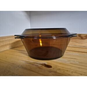 Acropal French Amber Round Baking Dish Vintage
